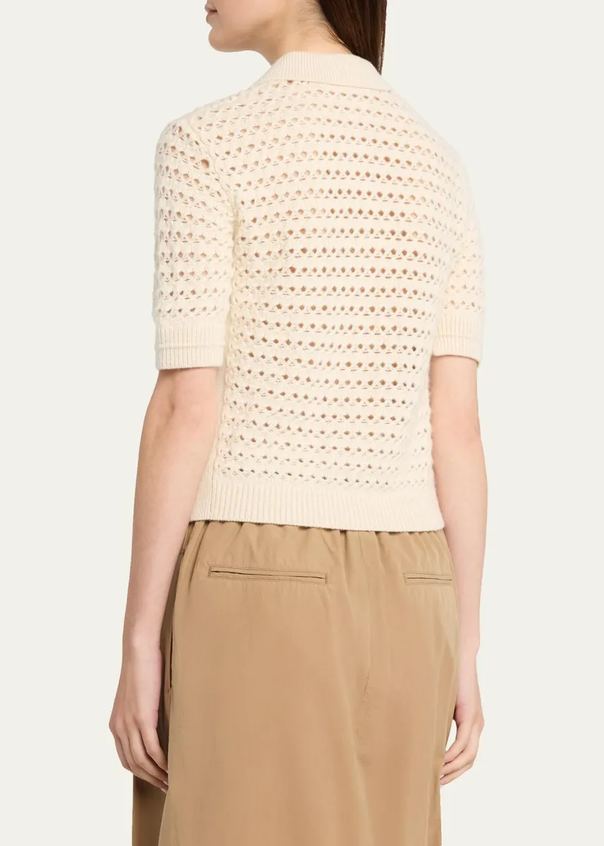 Maria McManus Cashmere and Cotton Lace Crochet Polo Shirt | Thumbnail 3