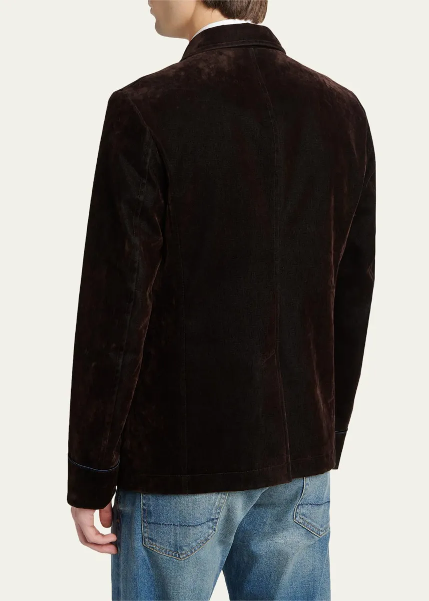 Tom Ford Men's Cotton Velvet Pipe-Trim Patch Pocket Blazer | Thumbnail 3 Tom Ford Men's Cotton Velvet Pipe-Trim Patch Pocket Blazer | Thumbnail 3