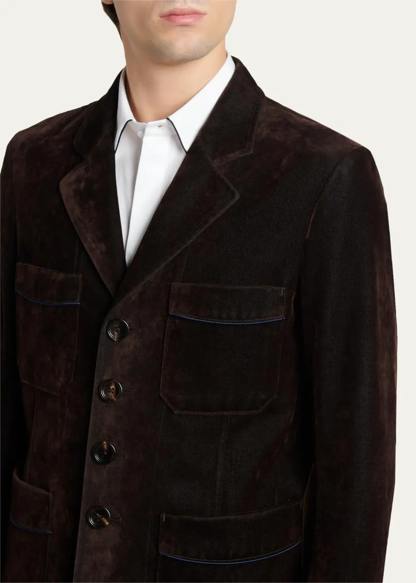Tom Ford Men's Cotton Velvet Pipe-Trim Patch Pocket Blazer | Thumbnail 5 Tom Ford Men's Cotton Velvet Pipe-Trim Patch Pocket Blazer | Thumbnail 5