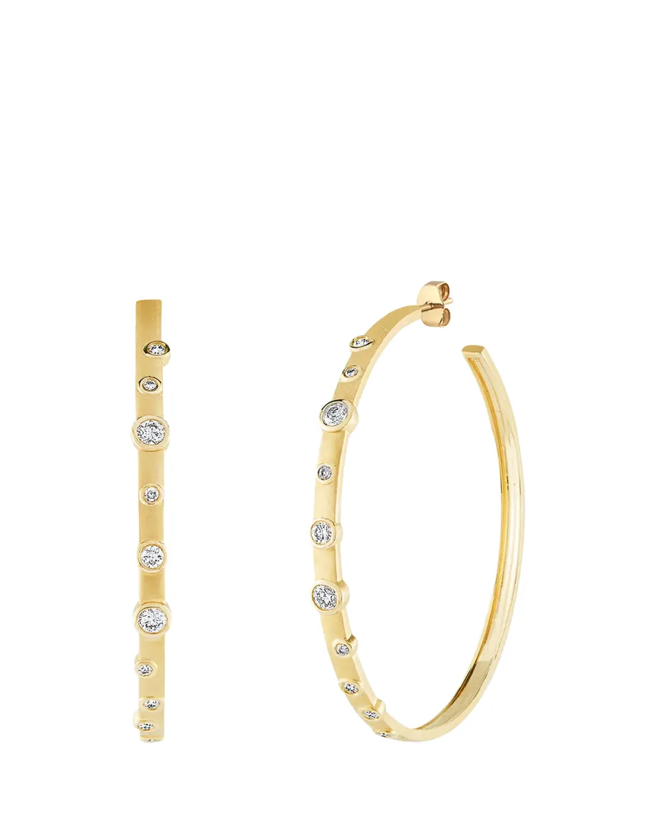 Sydney Evan 14K Diamond Bezel Anniversary Hoop Earrings | Thumbnail 2 Sydney Evan 14K Diamond Bezel Anniversary Hoop Earrings | Thumbnail 2