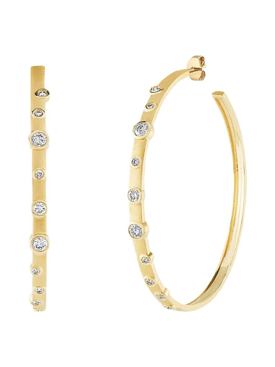14K Diamond Bezel Anniversary Hoop Earrings 14K Diamond Bezel Anniversary Hoop Earrings