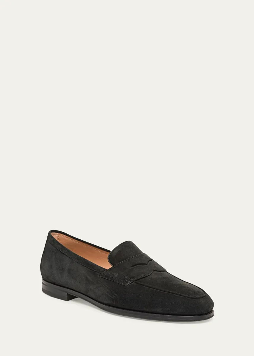 Santoni Carla Suede Penny Loafers | Thumbnail 2 Santoni Carla Suede Penny Loafers | Thumbnail 2