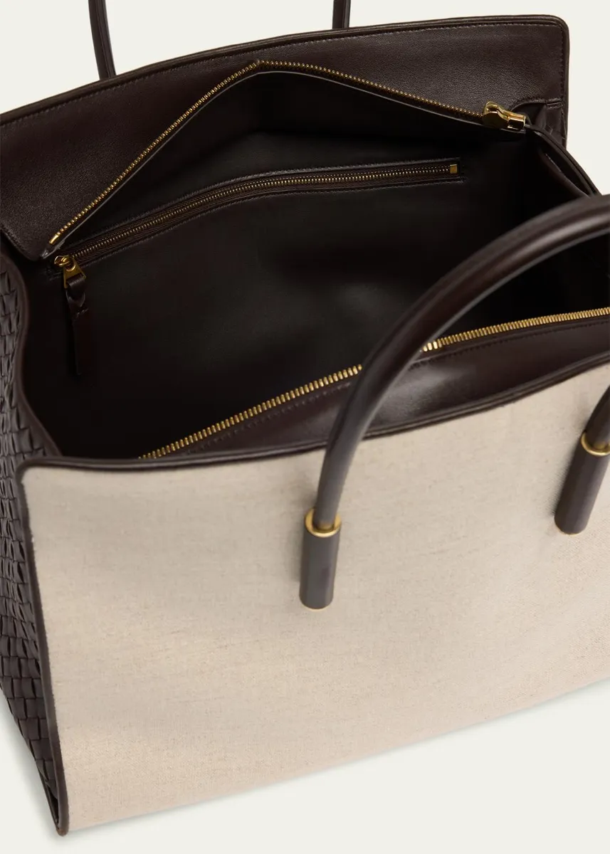 Bottega Veneta Barbara Medium Canvas and Leather Tote Bag | Thumbnail 4 Bottega Veneta Barbara Medium Canvas and Leather Tote Bag | Thumbnail 4