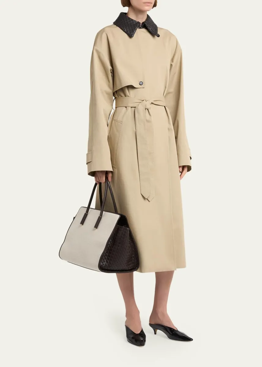 Bottega Veneta Barbara Medium Canvas and Leather Tote Bag | Thumbnail 5 Bottega Veneta Barbara Medium Canvas and Leather Tote Bag | Thumbnail 5
