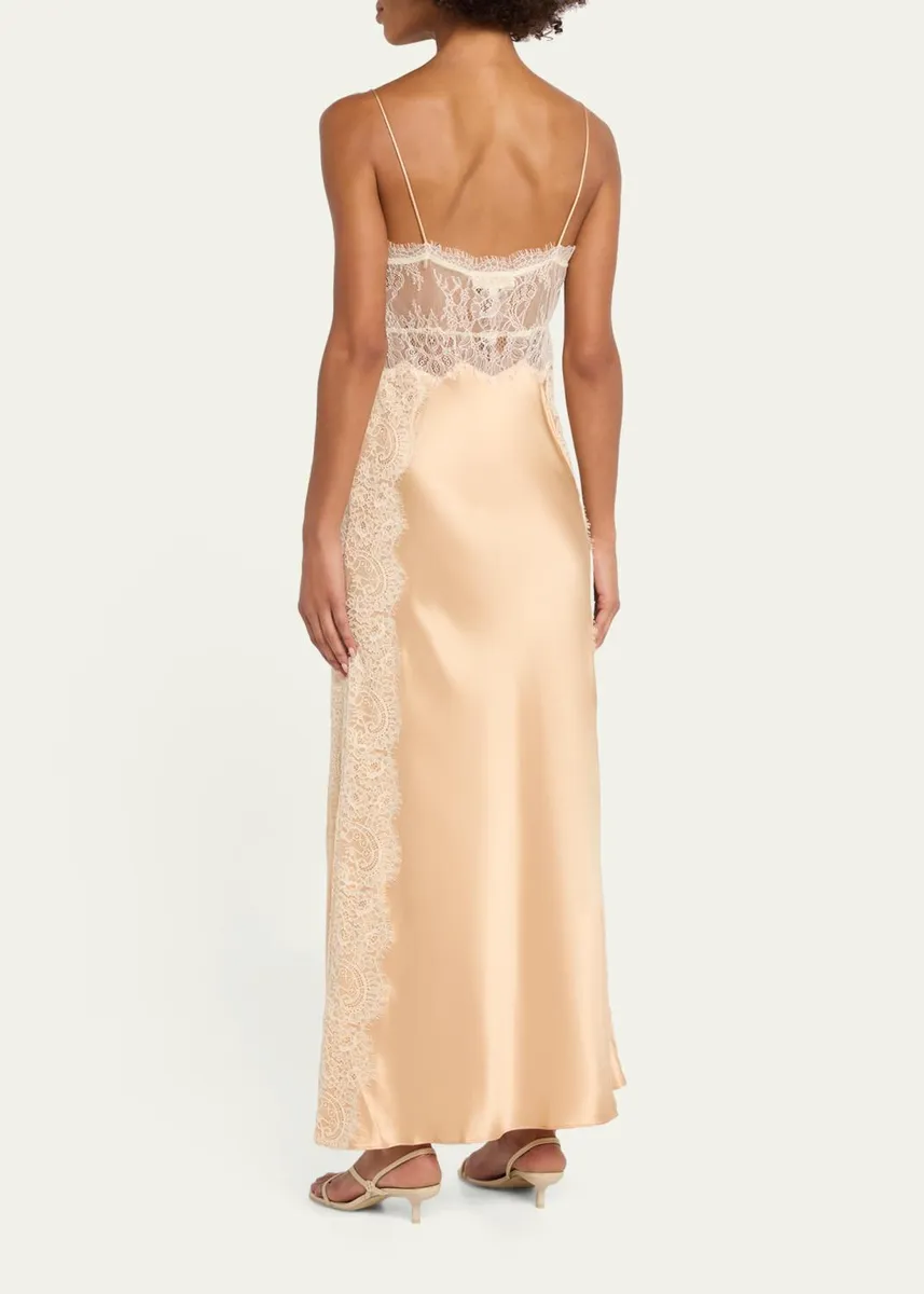 LoveShackFancy Shia Lace-Trim Silk-Blend A-Line Maxi Slipdress | Thumbnail 3 LoveShackFancy Shia Lace-Trim Silk-Blend A-Line Maxi Slipdress | Thumbnail 3