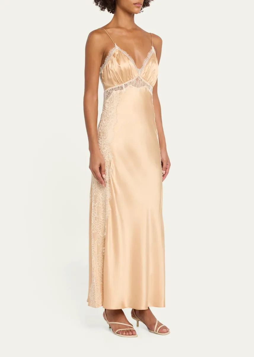 LoveShackFancy Shia Lace-Trim Silk-Blend A-Line Maxi Slipdress | Thumbnail 4 LoveShackFancy Shia Lace-Trim Silk-Blend A-Line Maxi Slipdress | Thumbnail 4