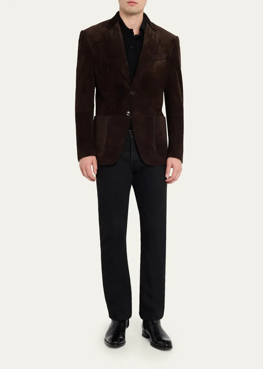 Tom Ford Men's Suede Single-Breasted Blazer | Thumbnail 2 Tom Ford Men's Suede Single-Breasted Blazer | Thumbnail 2