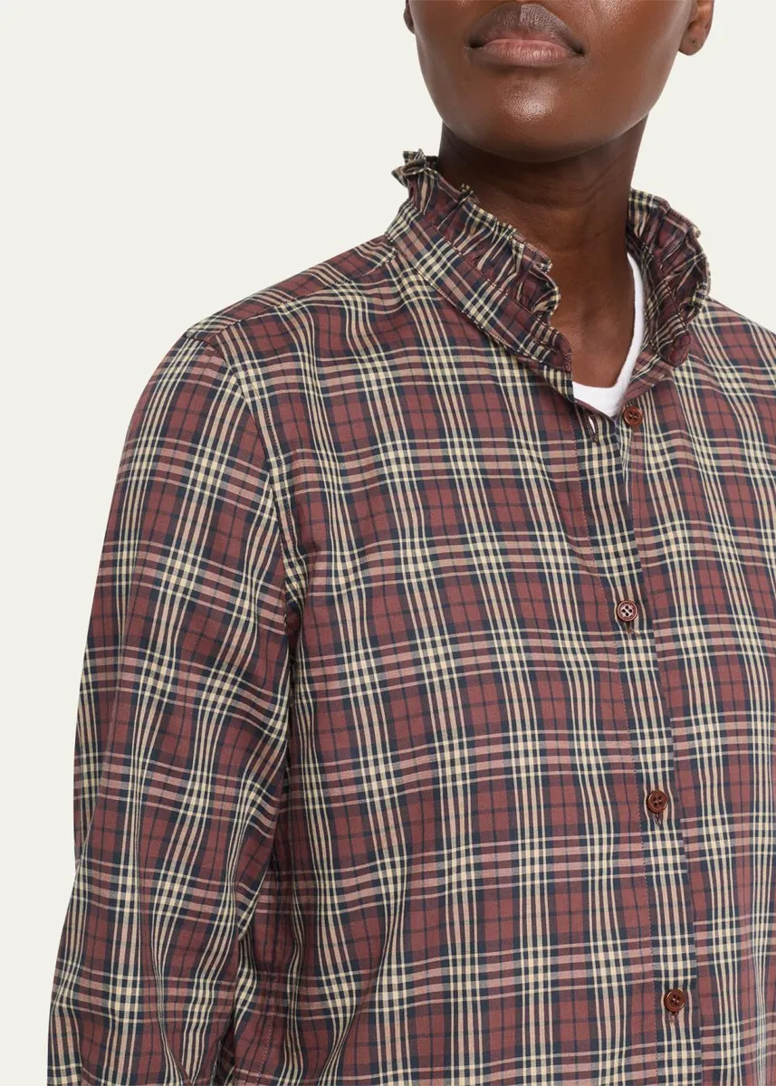 Nili Lotan Elio Ruffle-Trim Cotton Plaid Shirt | Thumbnail 5 Nili Lotan Elio Ruffle-Trim Cotton Plaid Shirt | Thumbnail 5