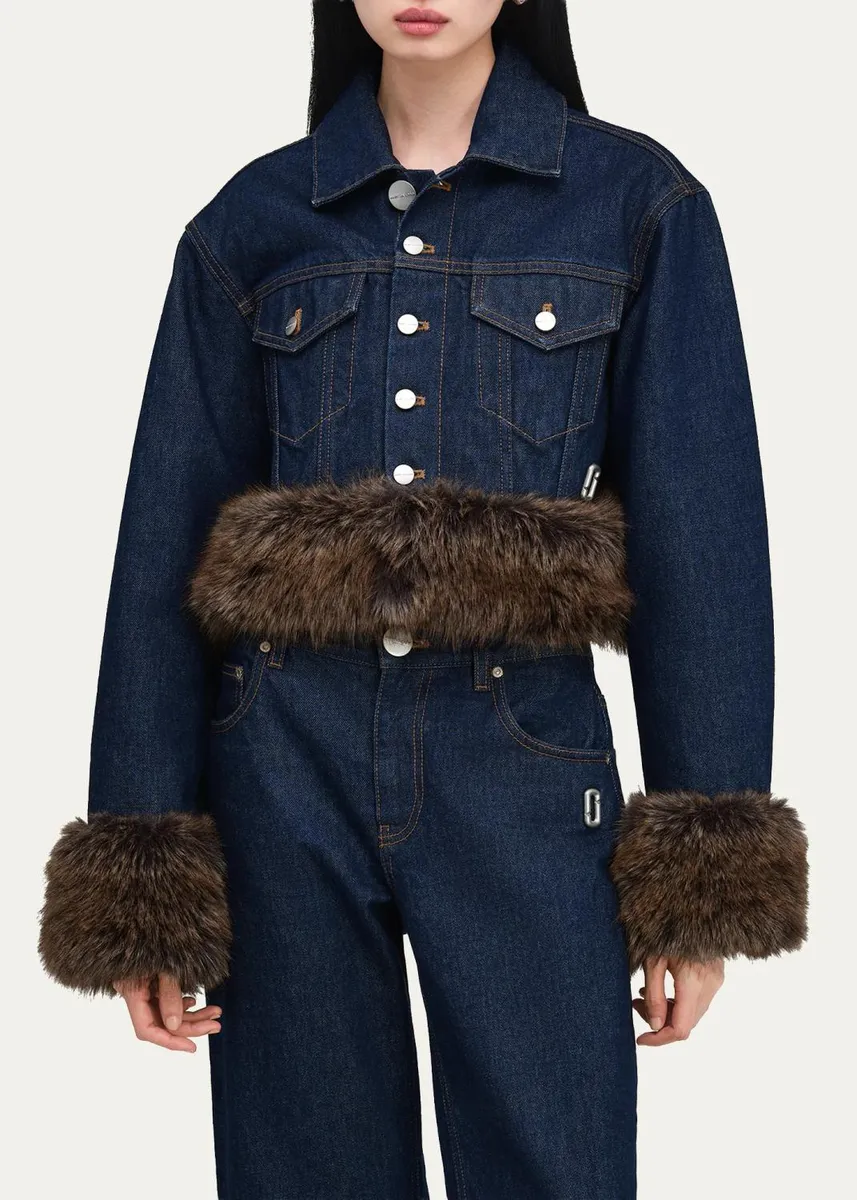 Marc Jacobs Faux-Fur-Trim Shrunken Trucker Jacket | Thumbnail 4