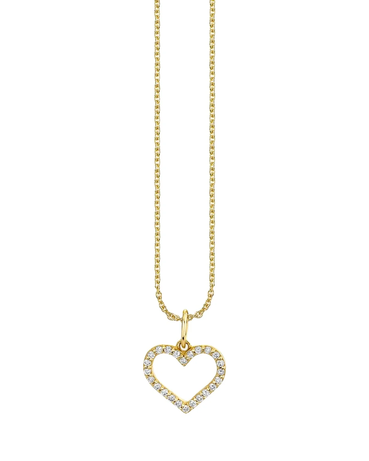 Sydney Evan 14K Yellow Gold Open Heart Charm Necklace