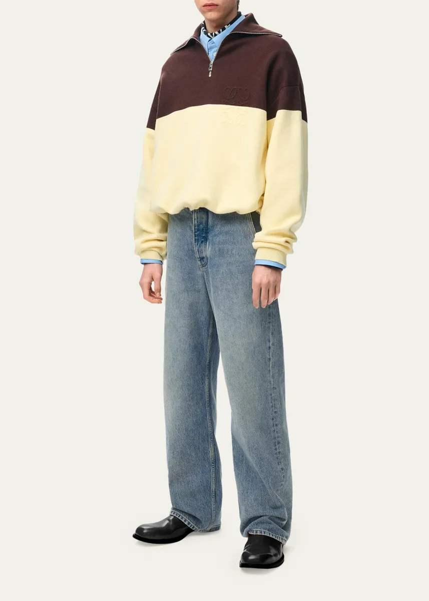 Loewe Men's Leather-Patch Straight-Leg Jeans | Thumbnail 2 Loewe Men's Leather-Patch Straight-Leg Jeans | Thumbnail 2