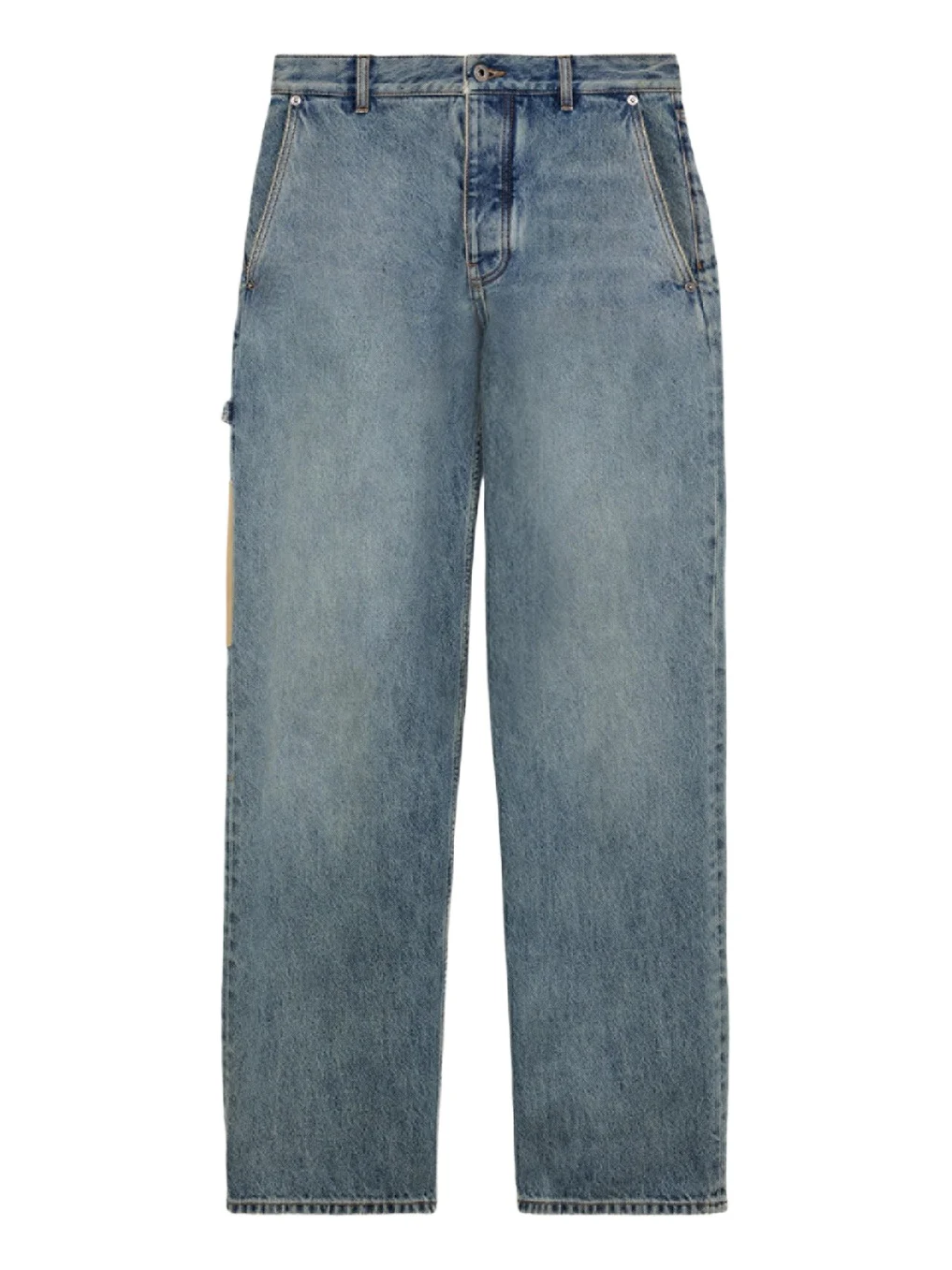 Loewe Men's Leather-Patch Straight-Leg Jeans