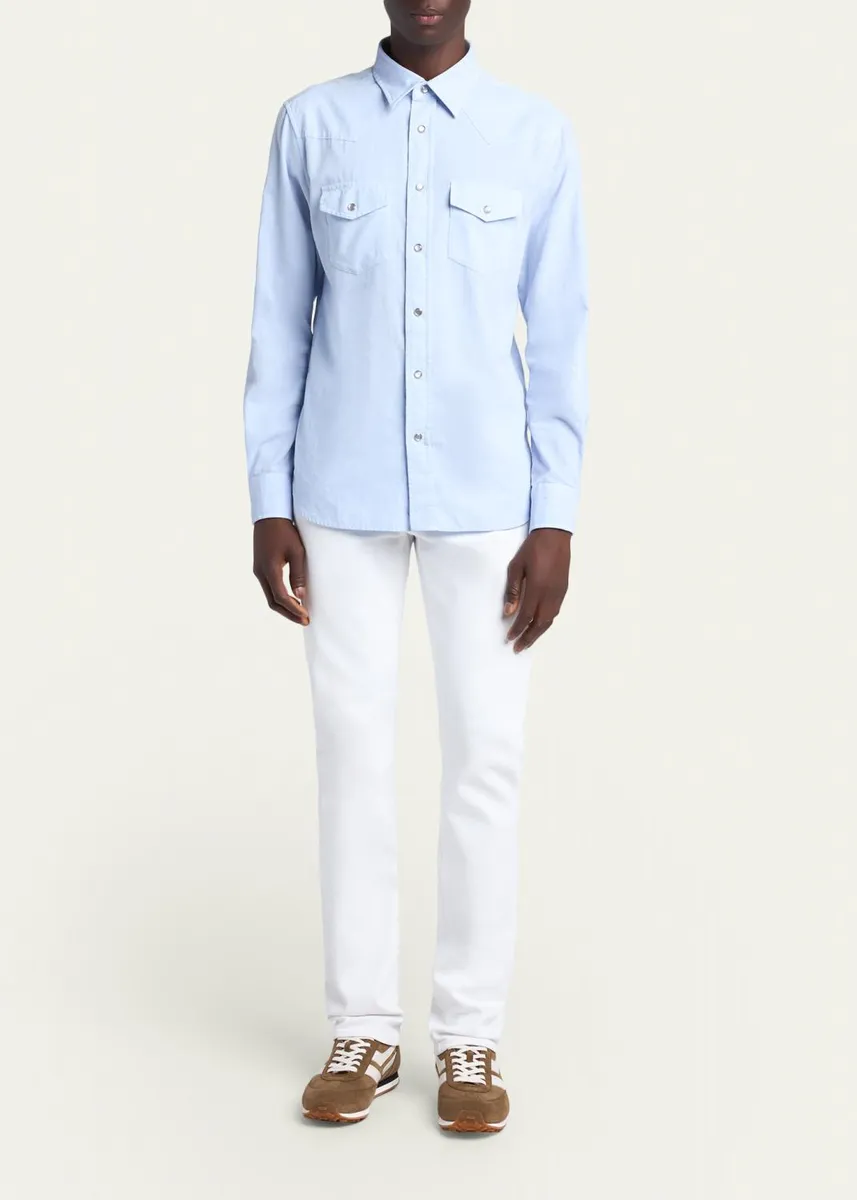 Tom Ford Men's Slim-Fit Corduroy Double-Pocket Western Shirt | Thumbnail 6
