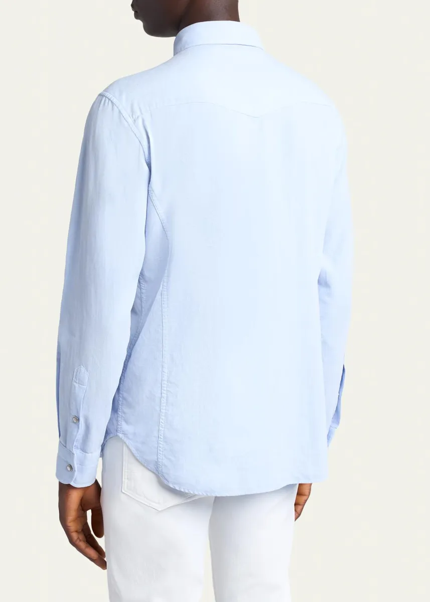 Tom Ford Men's Slim-Fit Corduroy Double-Pocket Western Shirt | Thumbnail 7