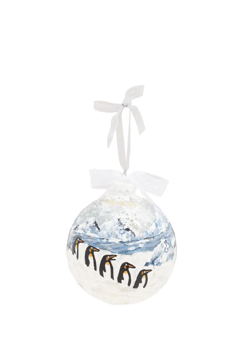 Nancy George-Michalson Penguins Glass Sphere Ornament | Thumbnail 4
