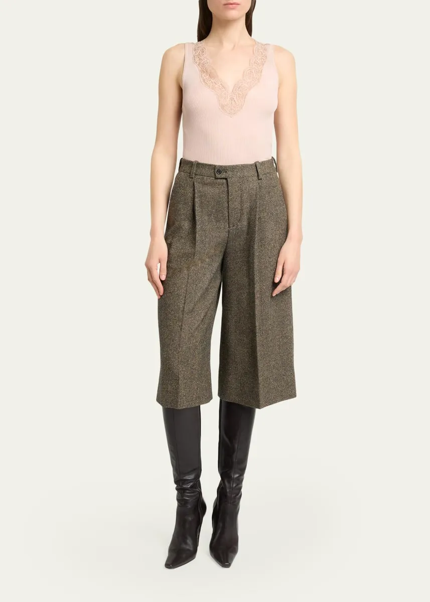 Saint Laurent Ribbed Silk Laced Tank Top | Thumbnail 2