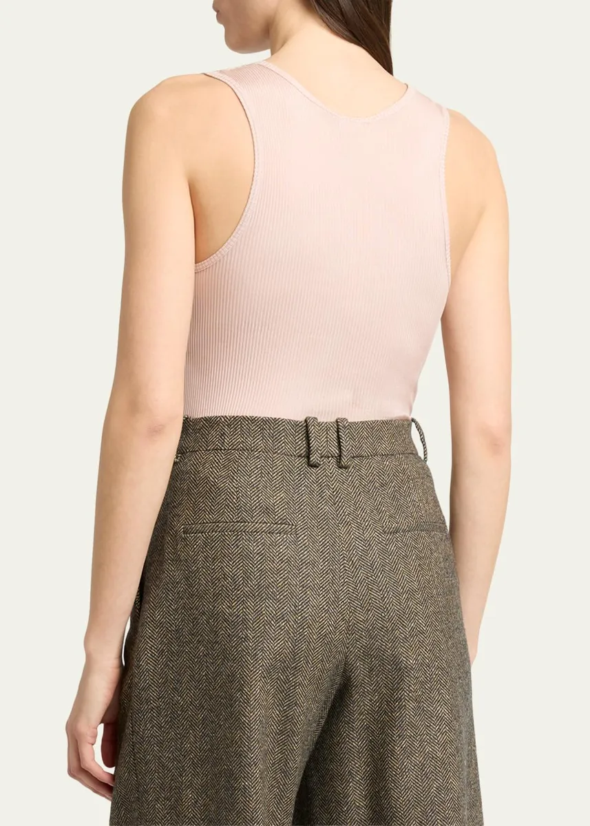 Saint Laurent Ribbed Silk Laced Tank Top | Thumbnail 3