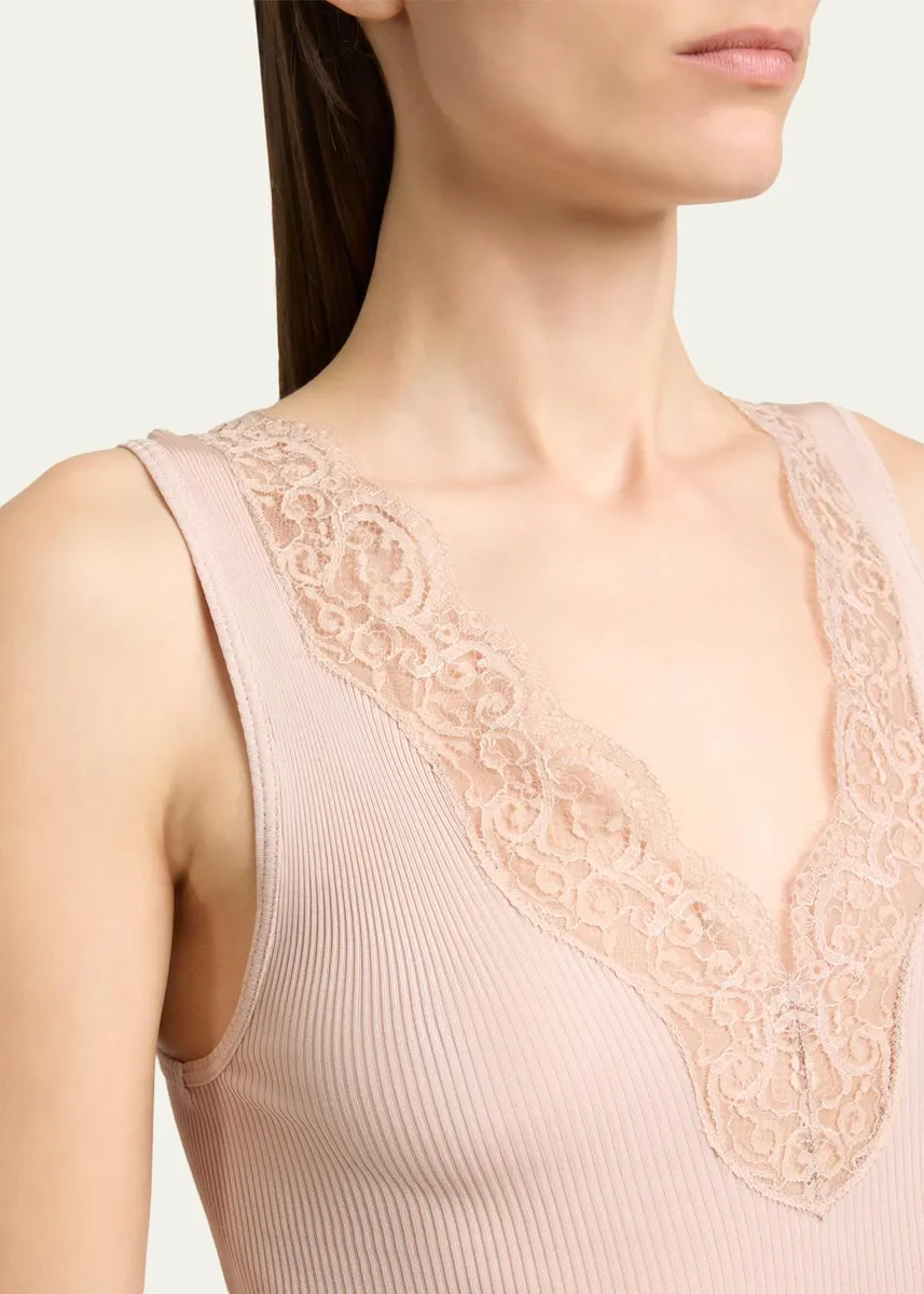 Saint Laurent Ribbed Silk Laced Tank Top | Thumbnail 5