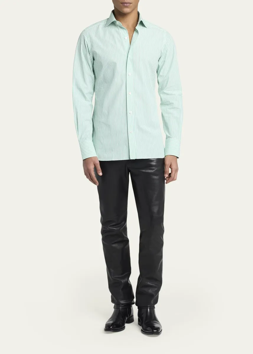 Tom Ford Men's Cotton Pinstripe Slim-Fit Dress Shirt | Thumbnail 2 Tom Ford Men's Cotton Pinstripe Slim-Fit Dress Shirt | Thumbnail 2