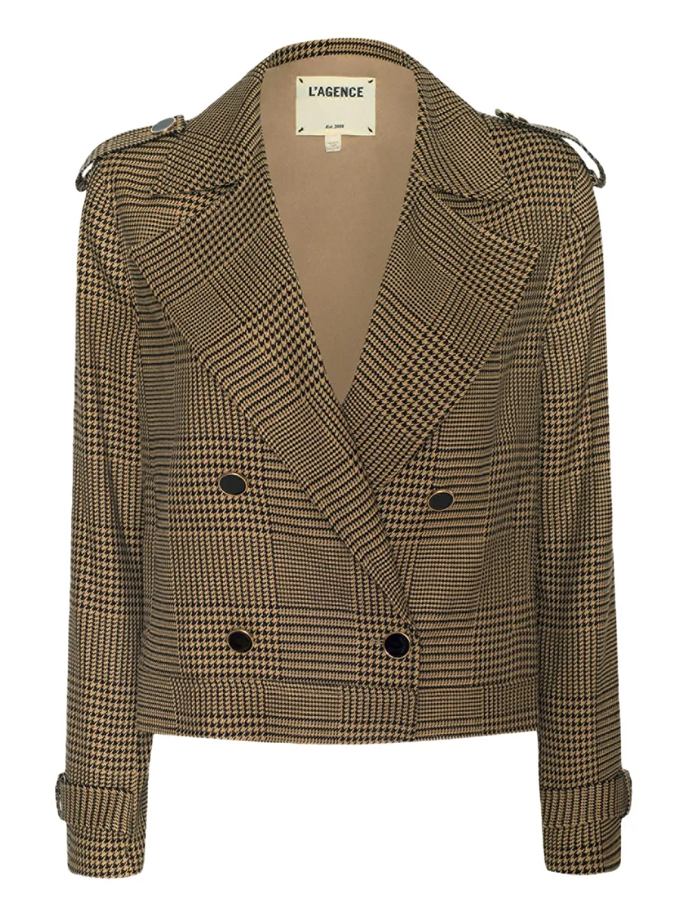 L'Agence Xoey Houndstooth Cropped Trench Coat