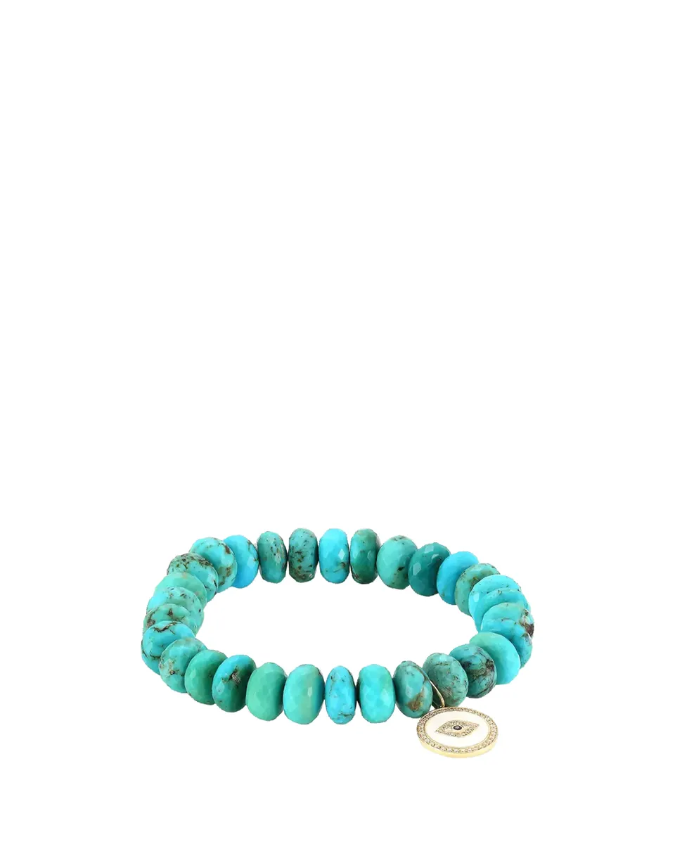 Sydney Evan 14K Yellow Gold, 0.18 TCW Diamond, Sapphire & Turquoise Evil Eye Beaded Bracelet | Thumbnail 2