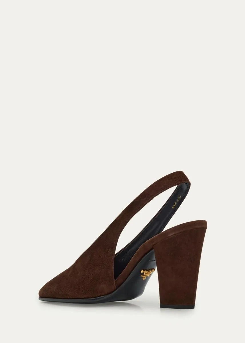 Prada 85mm Suede Slingback Pumps | Thumbnail 4
