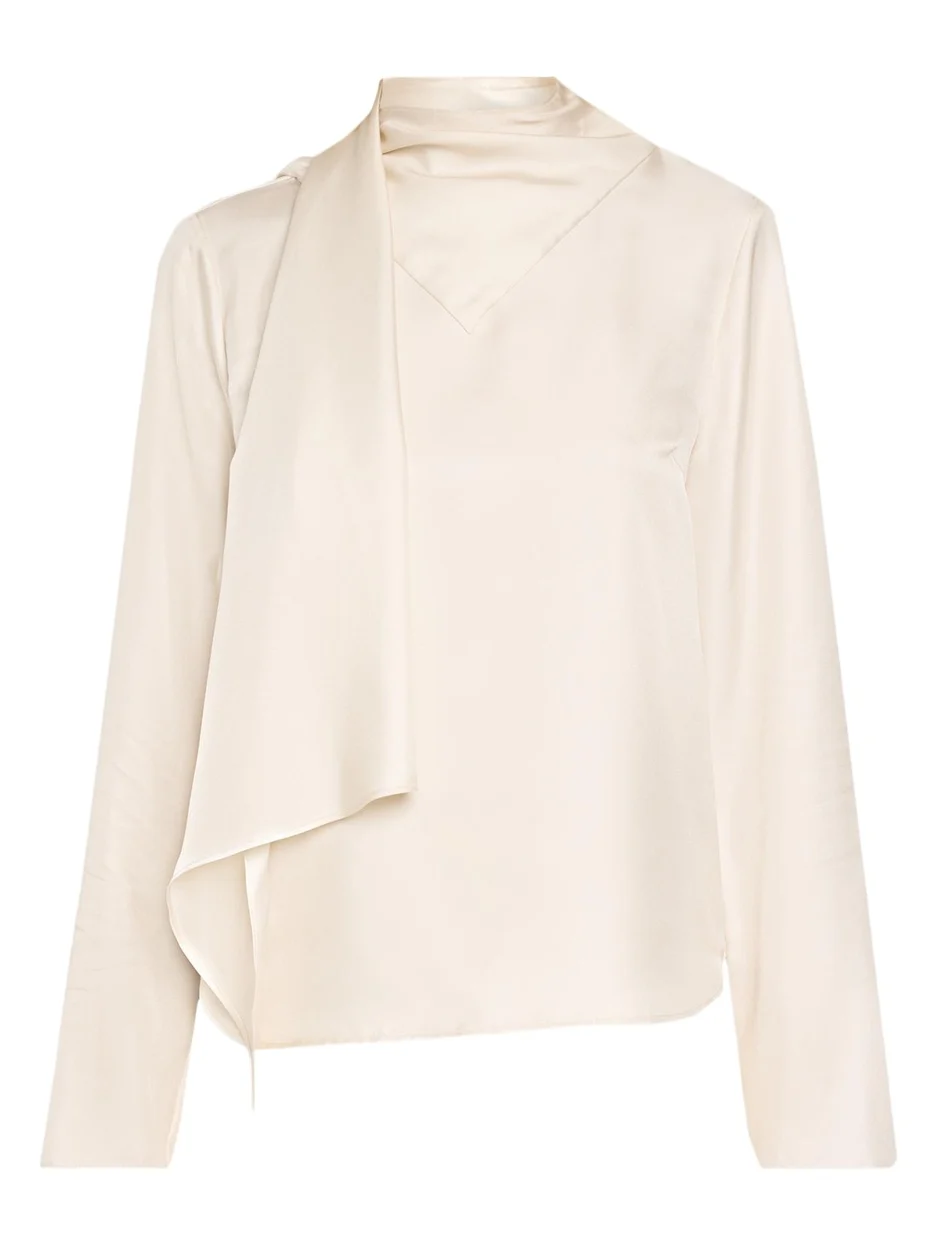 Loulou de Saison Gala Silk Scarf-Neck Blouse