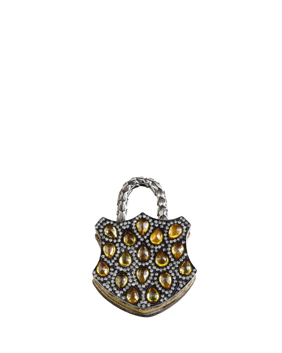 SEVAN BICAKCI 24K Yellow Gold and Silver Diamond and Sapphire Padlock Pendant | Thumbnail 2 SEVAN BICAKCI 24K Yellow Gold and Silver Diamond and Sapphire Padlock Pendant | Thumbnail 2