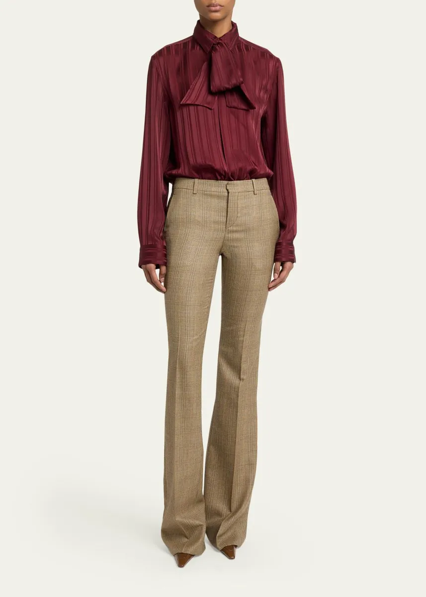 Saint Laurent Striped Silk Jacquard Cassandre Lavalliere Blouse | Thumbnail 2