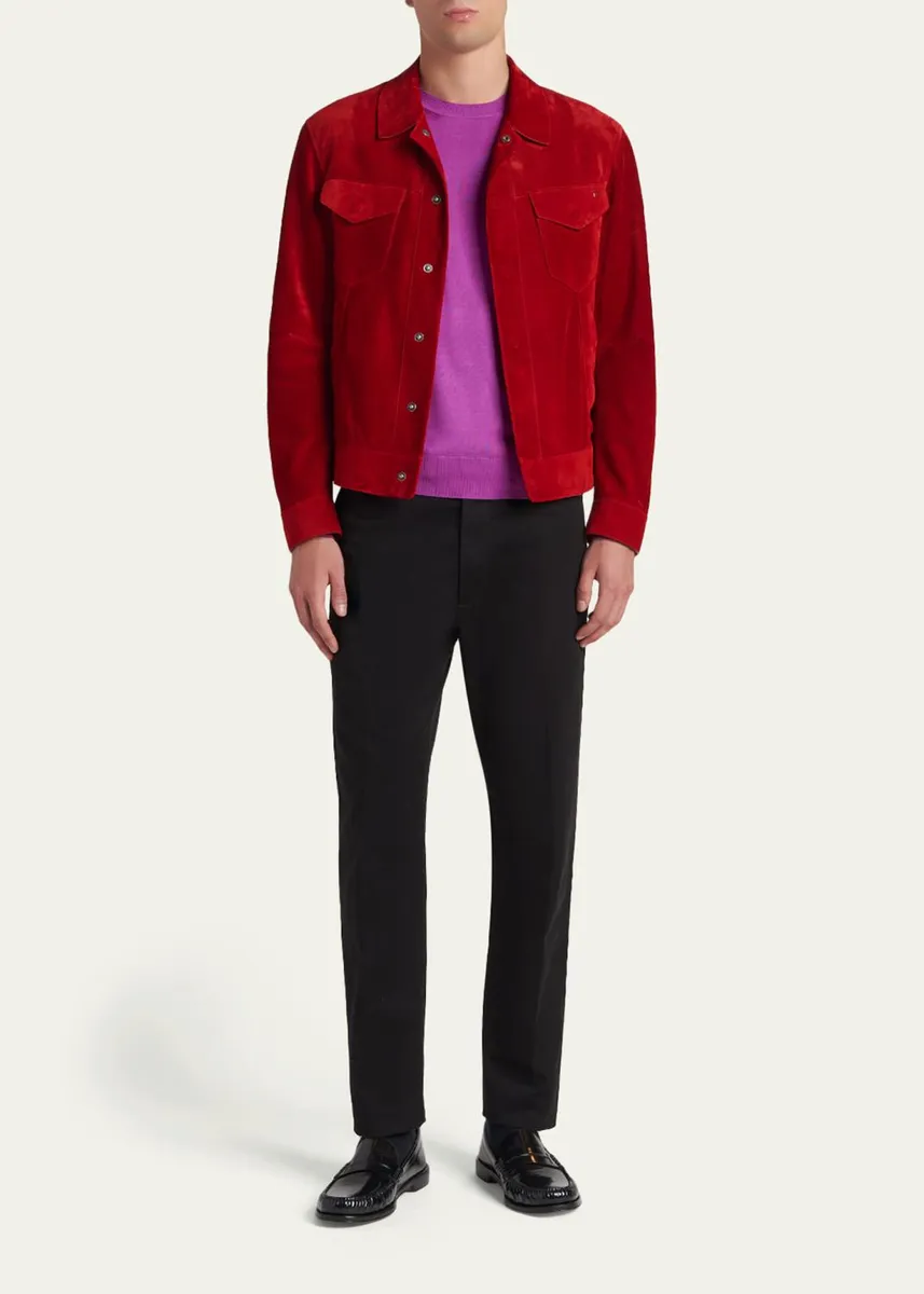 Tom Ford Men's Suede Snap-Front Western Jacket | Thumbnail 2 Tom Ford Men's Suede Snap-Front Western Jacket | Thumbnail 2