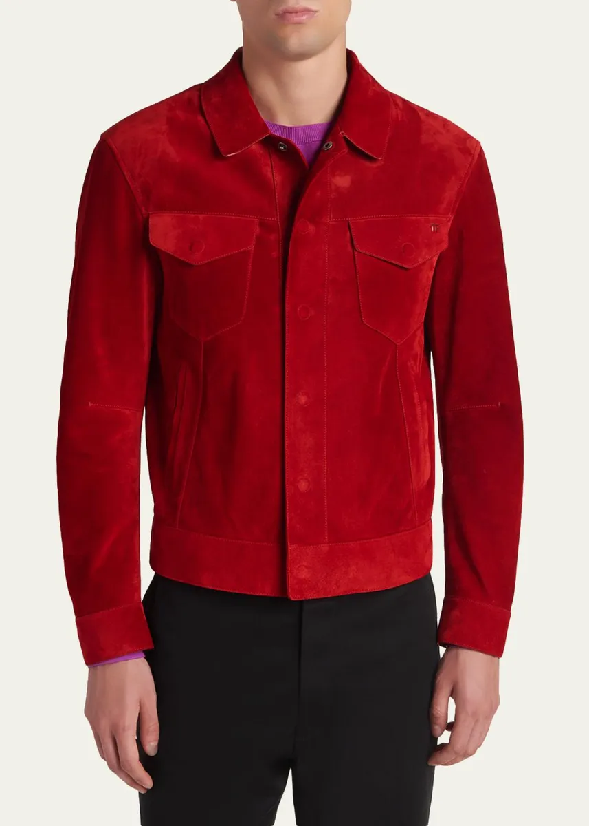 Tom Ford Men's Suede Snap-Front Western Jacket | Thumbnail 4 Tom Ford Men's Suede Snap-Front Western Jacket | Thumbnail 4