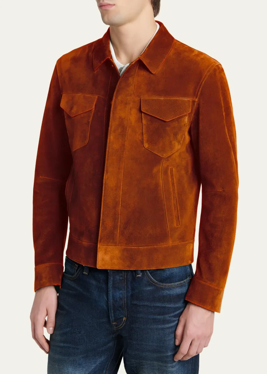 Tom Ford Men's Suede Snap-Front Western Jacket | Thumbnail 8 Tom Ford Men's Suede Snap-Front Western Jacket | Thumbnail 8