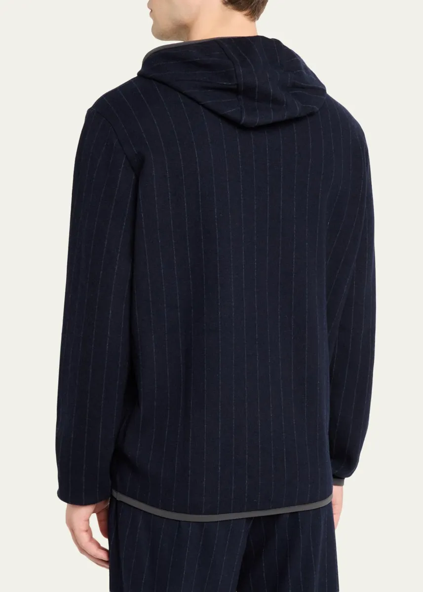 Sease Men's Drone Wool and Cashmere Stripe Hoodie | Thumbnail 3