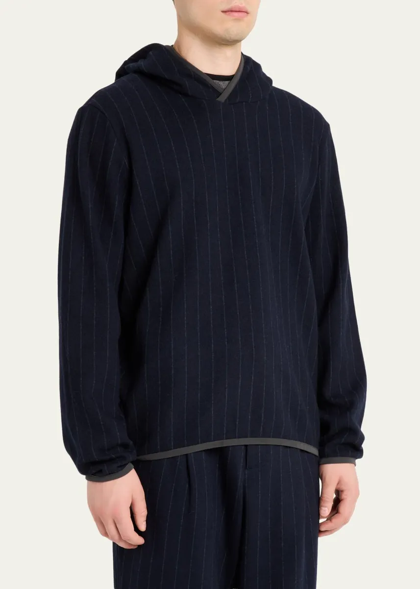 Sease Men's Drone Wool and Cashmere Stripe Hoodie | Thumbnail 4