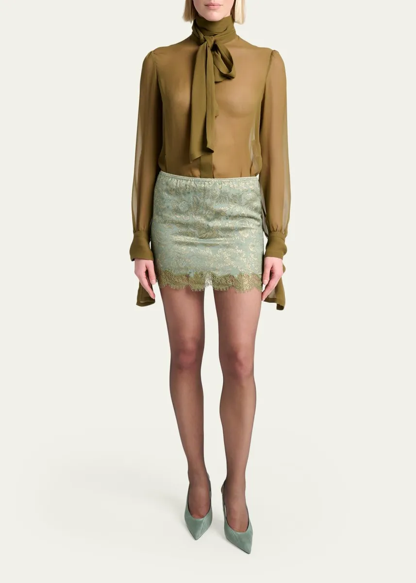 Saint Laurent Jacquard and Lace Baroque Mini Skirt | Thumbnail 2