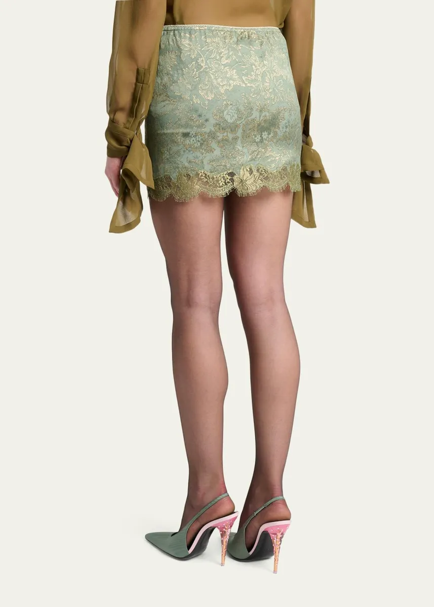 Saint Laurent Jacquard and Lace Baroque Mini Skirt | Thumbnail 3