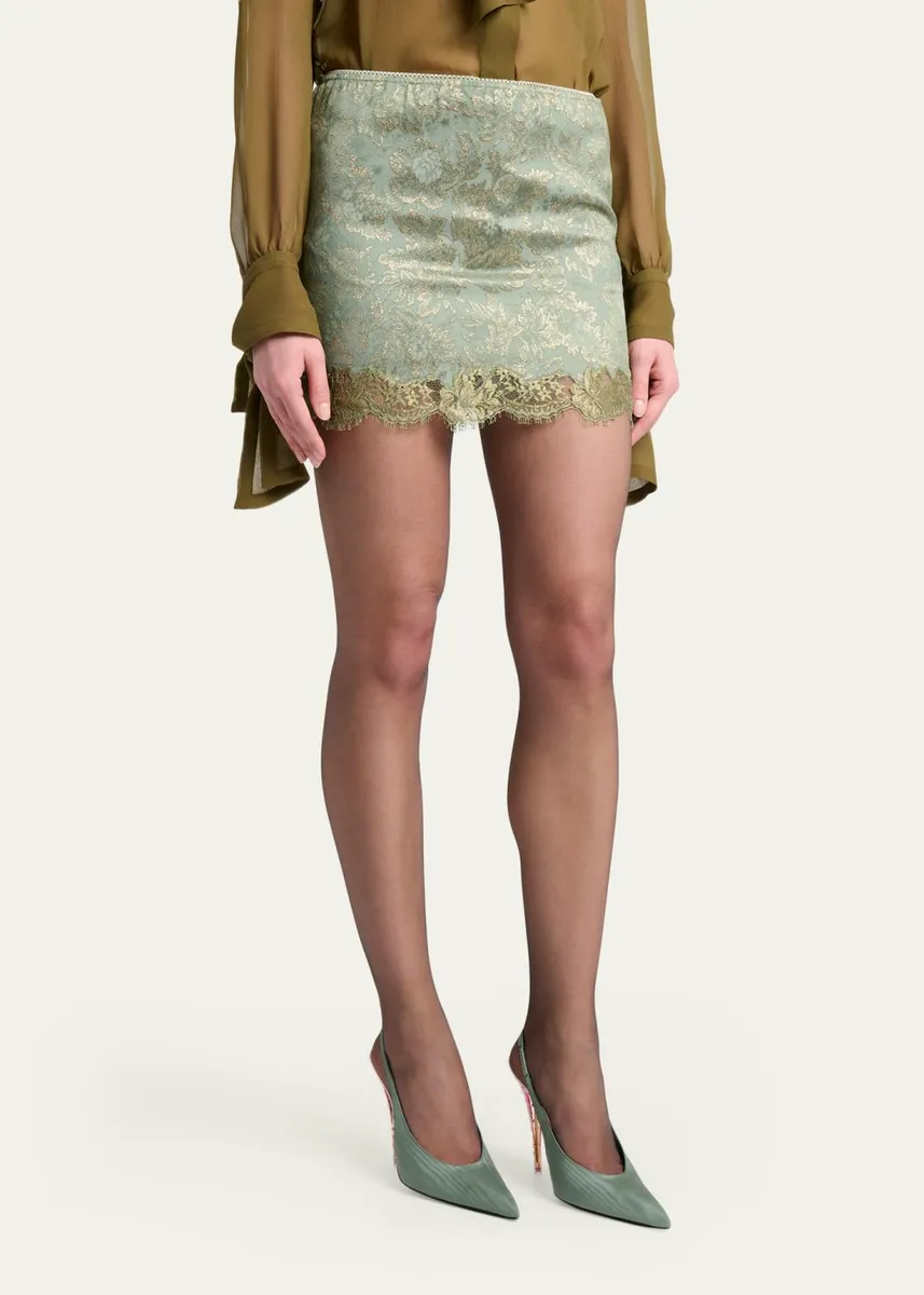 Saint Laurent Jacquard and Lace Baroque Mini Skirt | Thumbnail 4