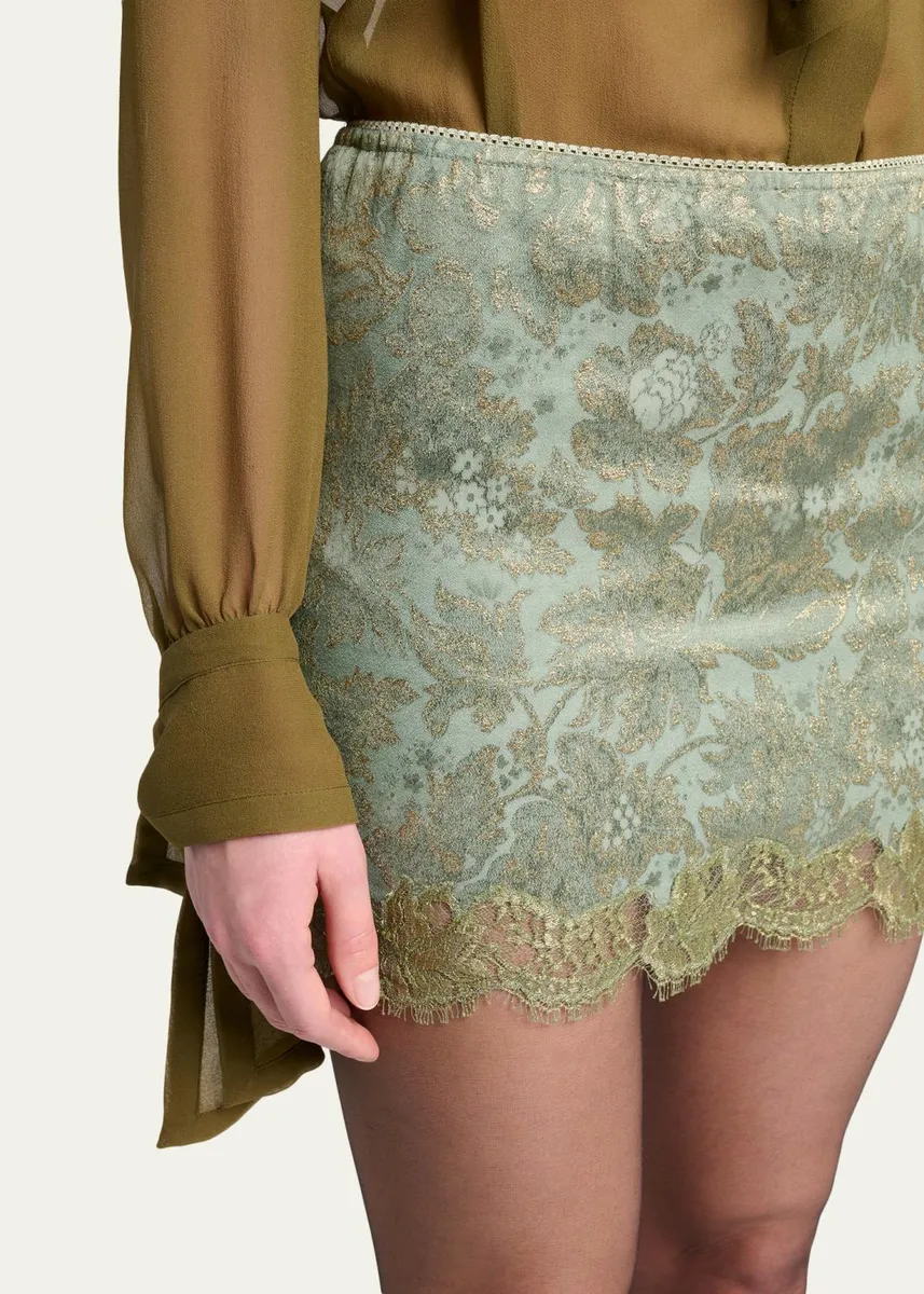 Saint Laurent Jacquard and Lace Baroque Mini Skirt | Thumbnail 5