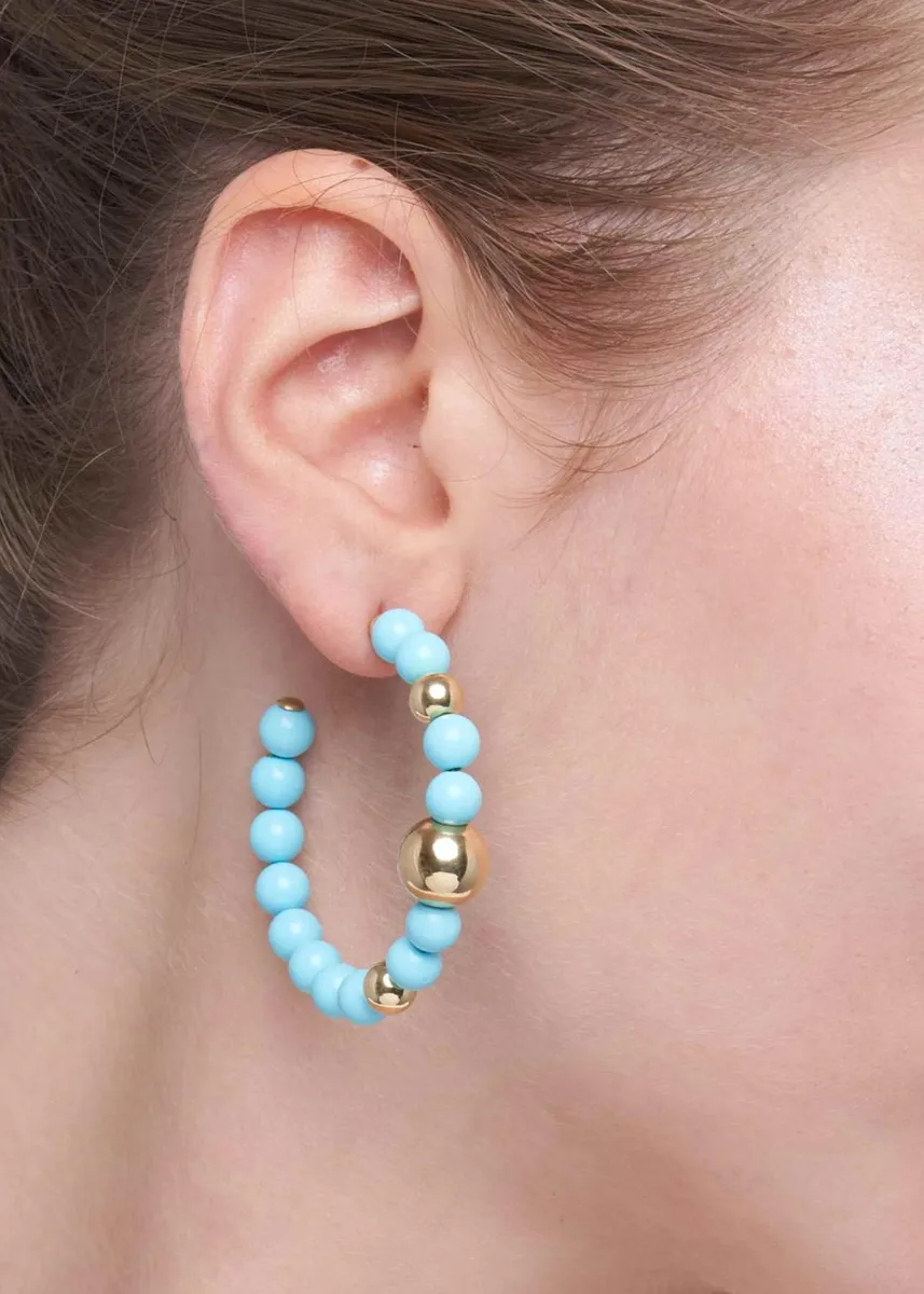 FARAONE MENNELLA by R.F.M.A.S. 6mm Turquoise Hoop Earrings | Thumbnail 2
