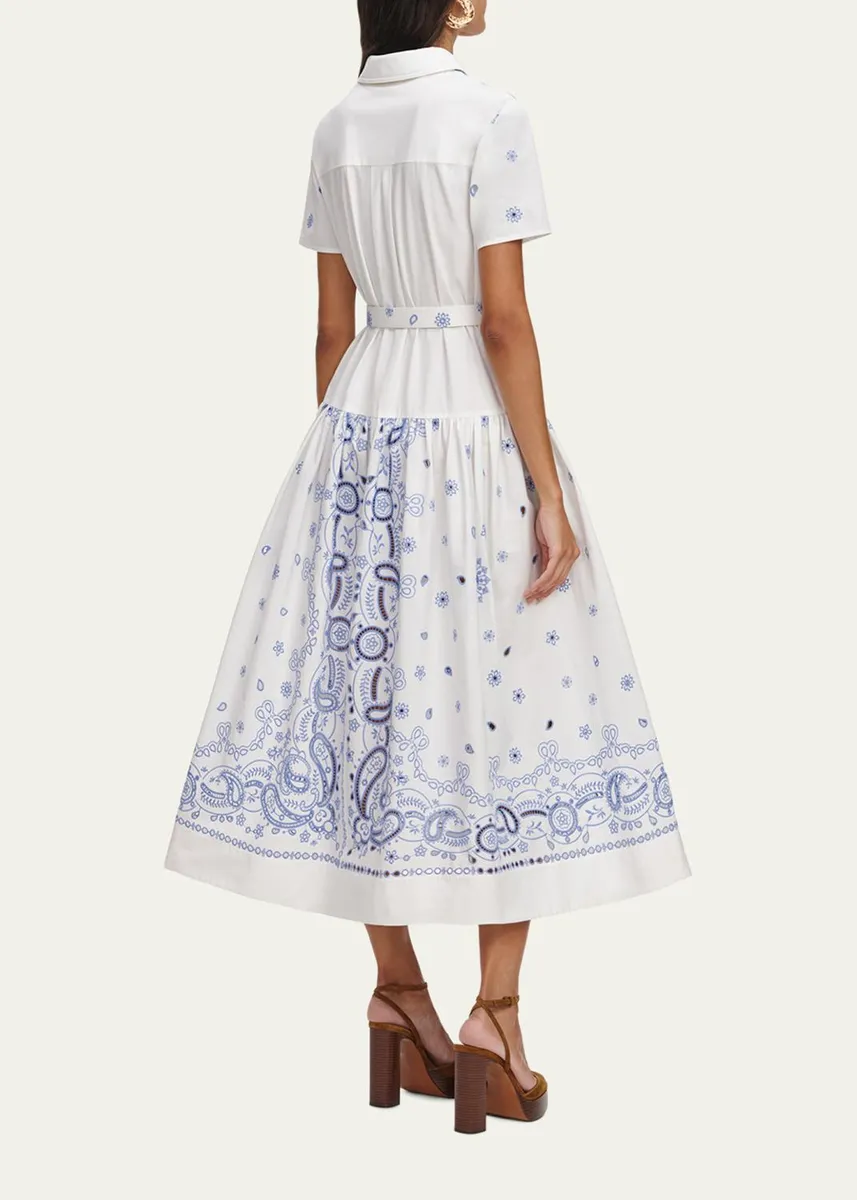 Self-Portrait Embroidered Cotton Belted Midi Dress | Thumbnail 3 Self-Portrait Embroidered Cotton Belted Midi Dress | Thumbnail 3