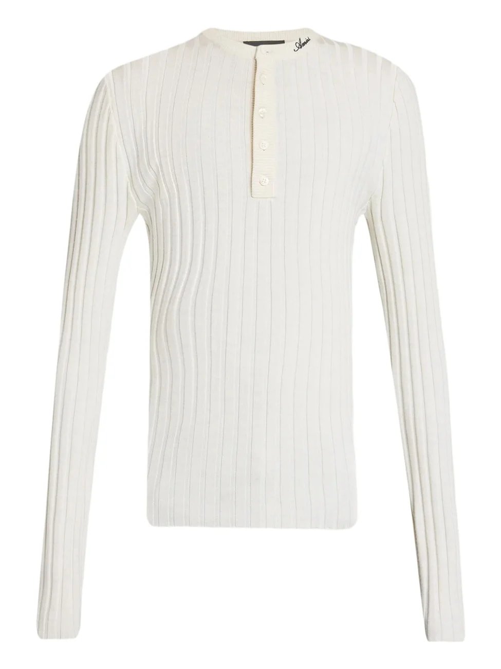 AMIRI Men's Logo Script Ribbed Long-Sleeve Henley T-Shirt