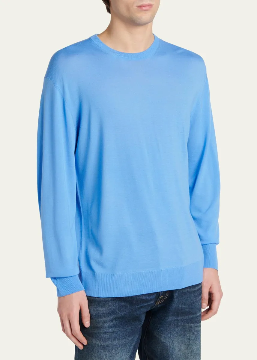 Tom Ford Men's Fine Merino Wool Crewneck Sweater | Thumbnail 4