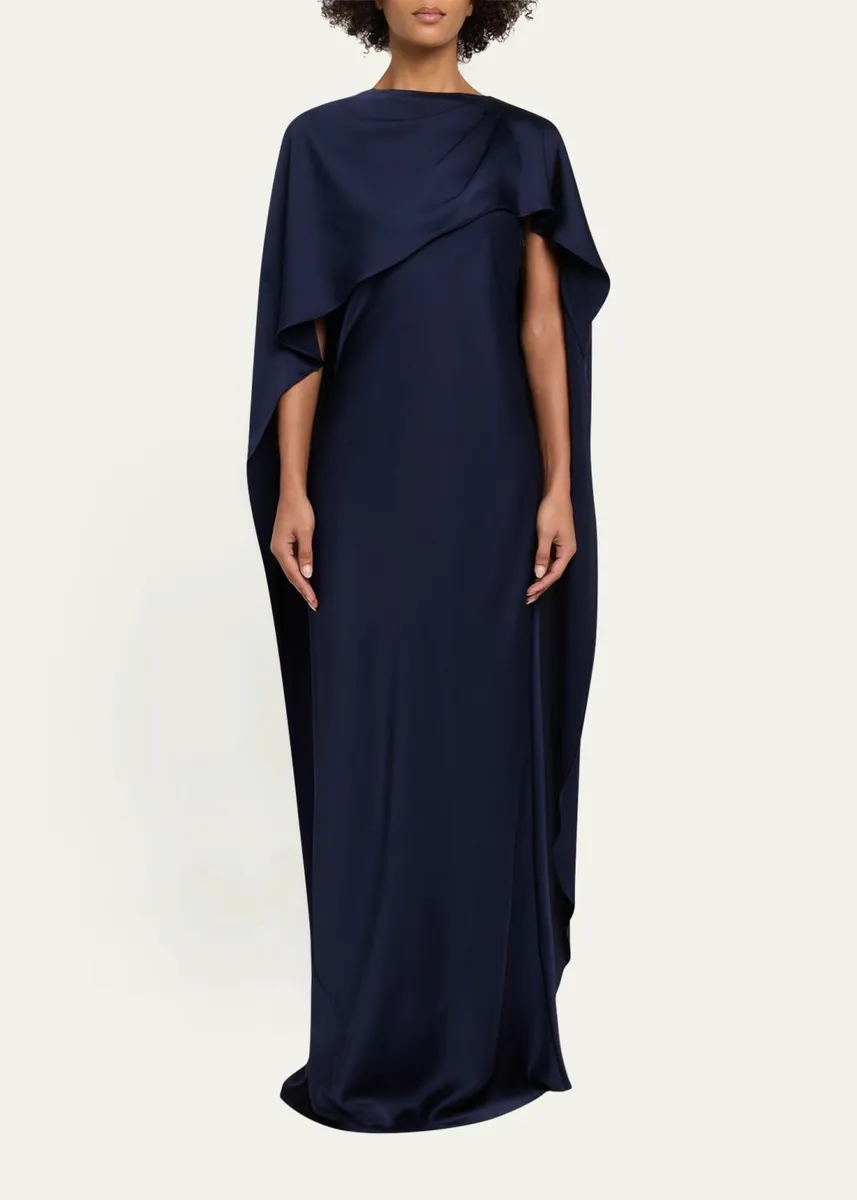 Simkhai Izel Satin Cape Dress | Thumbnail 2 Simkhai Izel Satin Cape Dress | Thumbnail 2