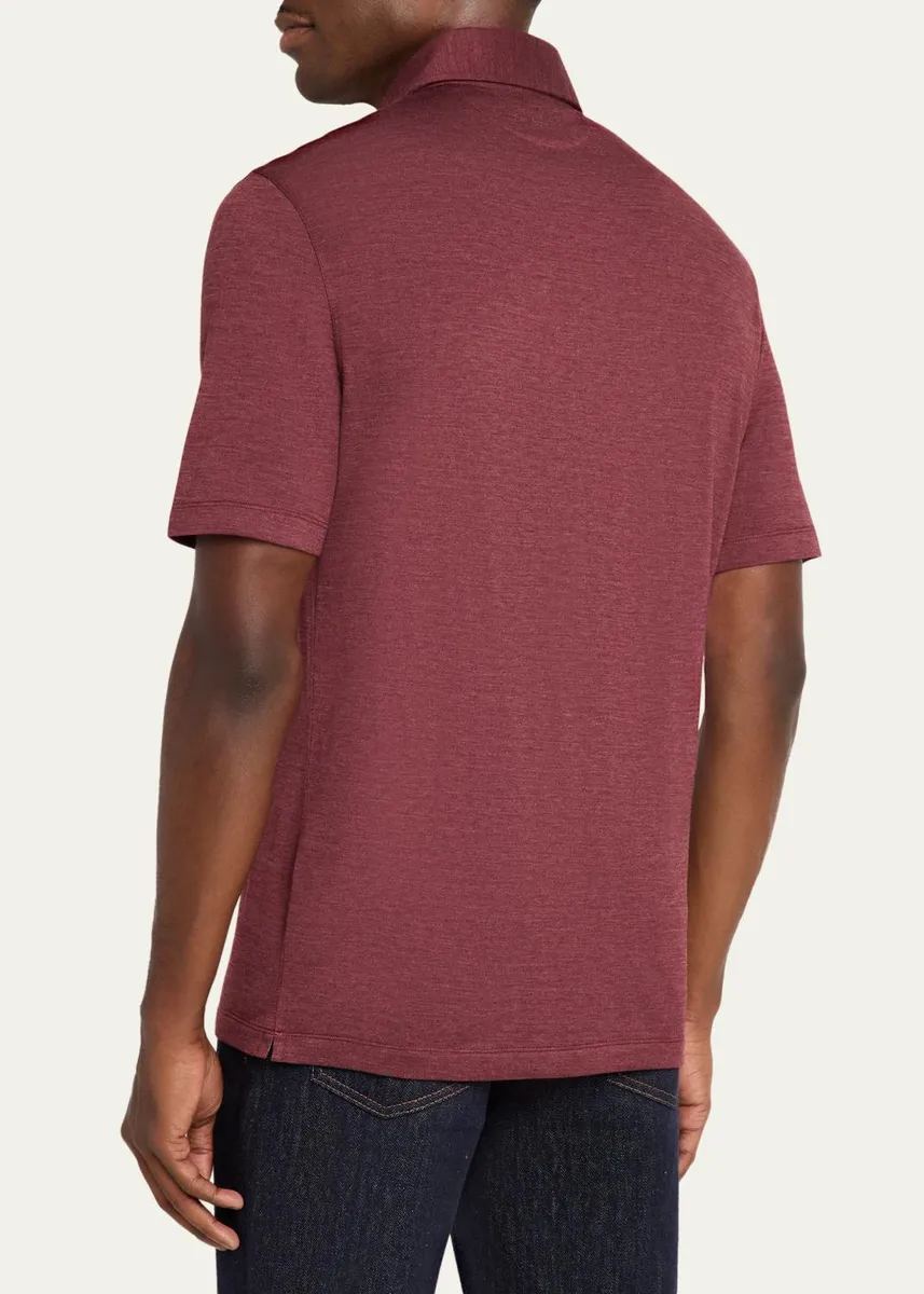Brunello Cucinelli Men's Wool Blend Polo Shirt | Thumbnail 3