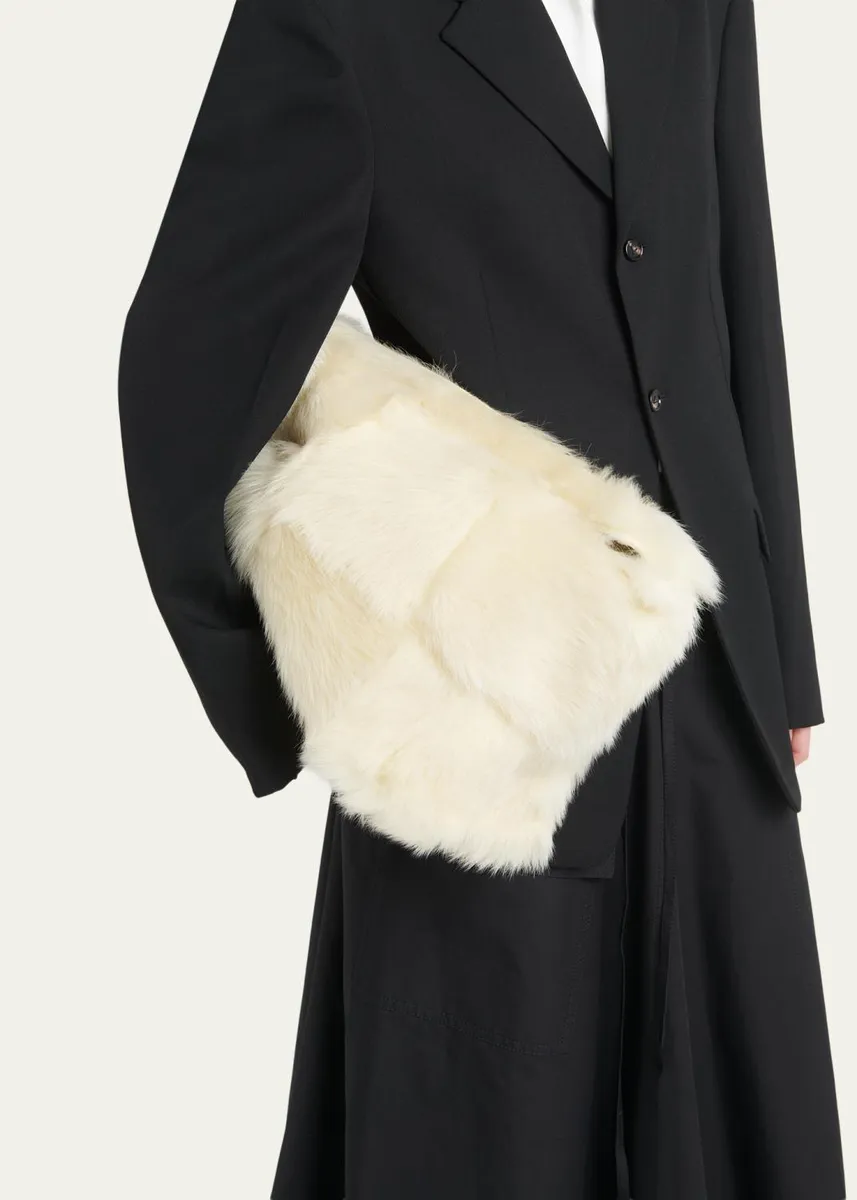 Bottega Veneta Cabat Check Shearling Clutch Bag | Thumbnail 2