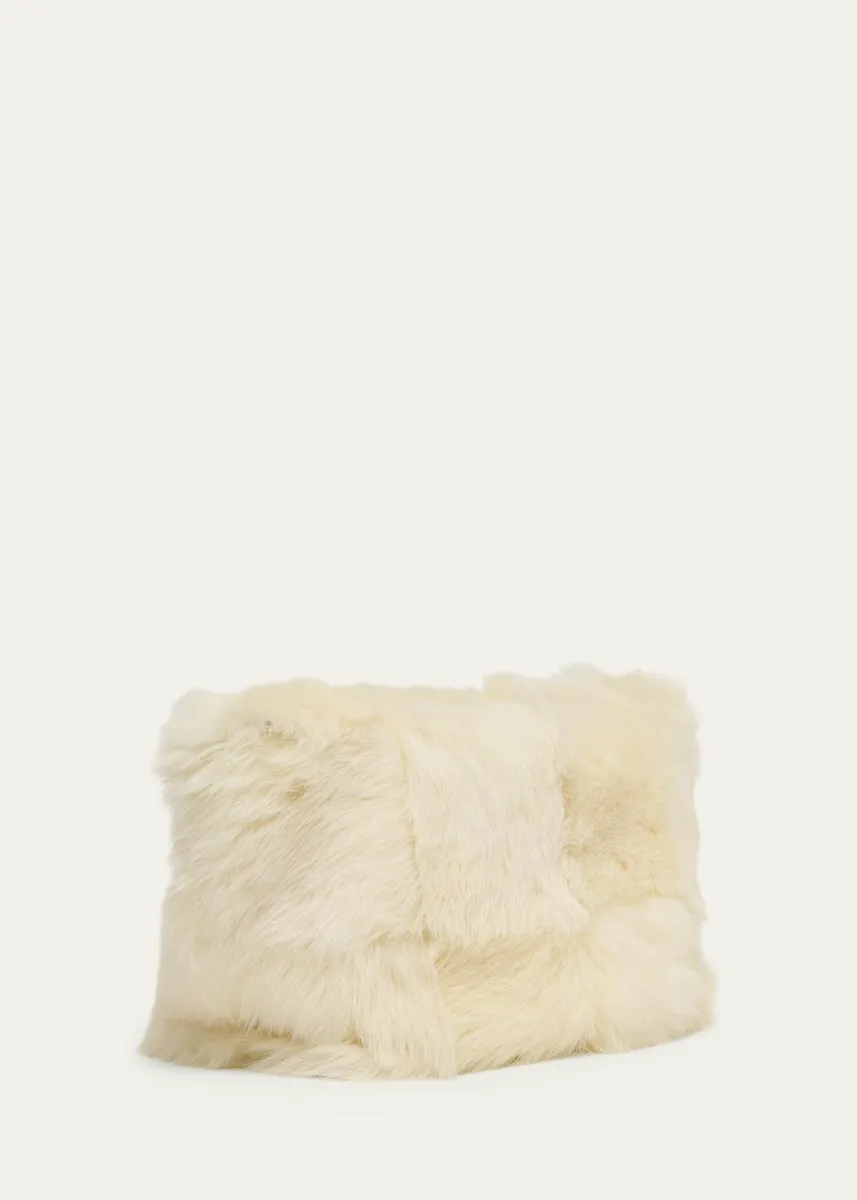 Bottega Veneta Cabat Check Shearling Clutch Bag | Thumbnail 3