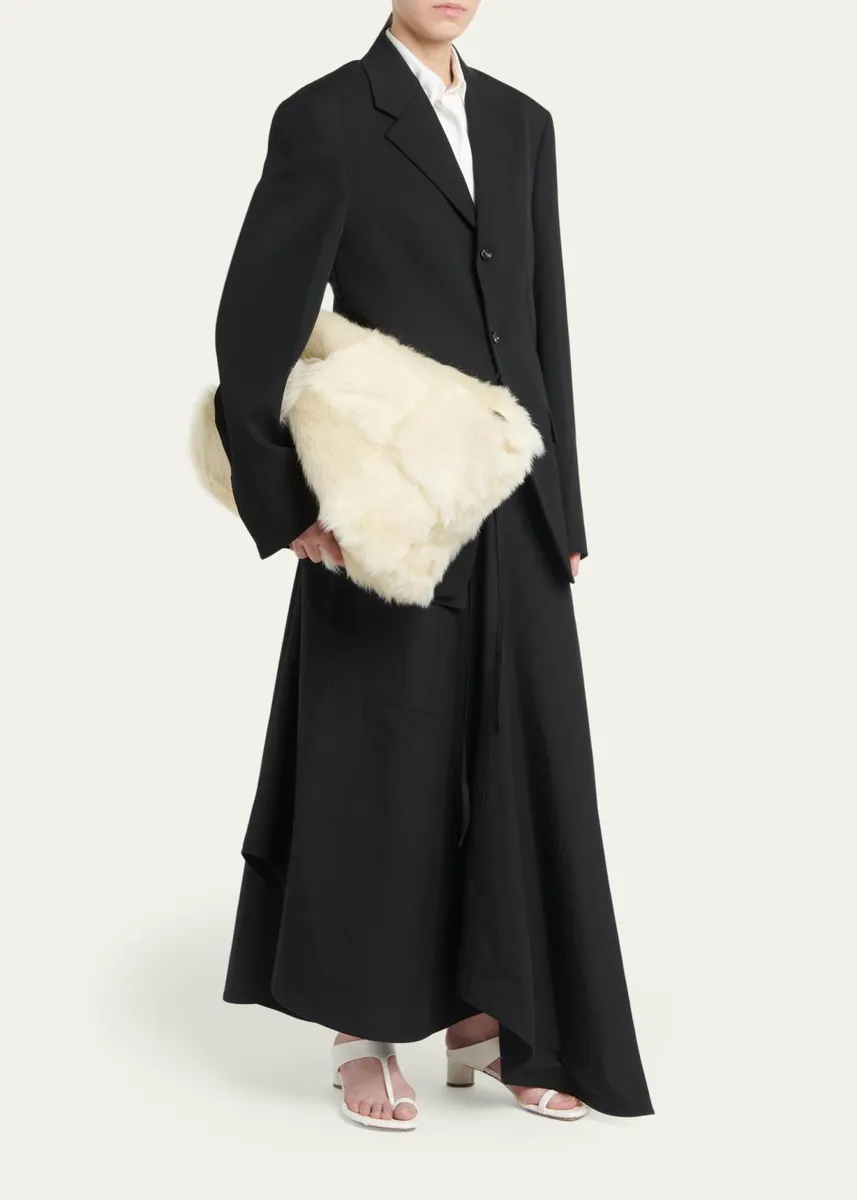 Bottega Veneta Cabat Check Shearling Clutch Bag | Thumbnail 5