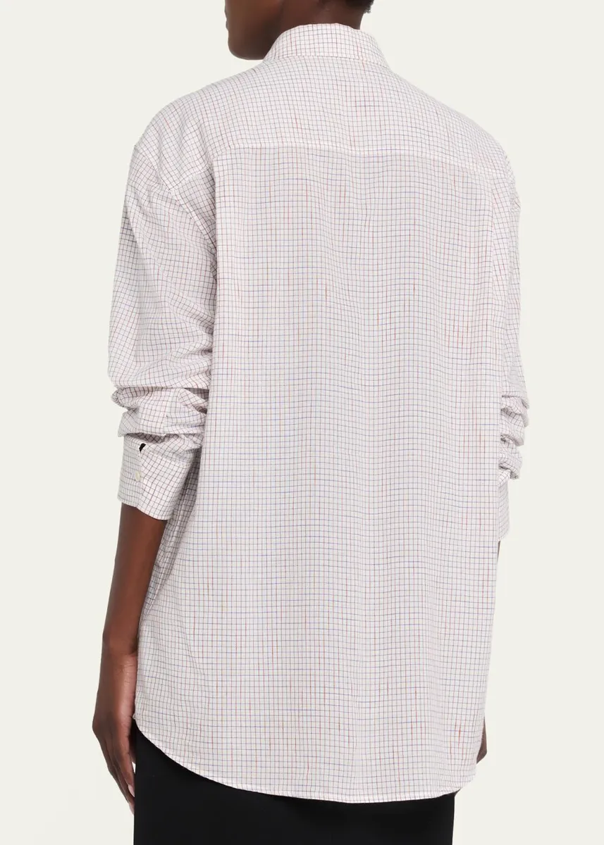 The Row Dalan Check Cotton Poplin Button-Down Shirt | Thumbnail 3 The Row Dalan Check Cotton Poplin Button-Down Shirt | Thumbnail 3