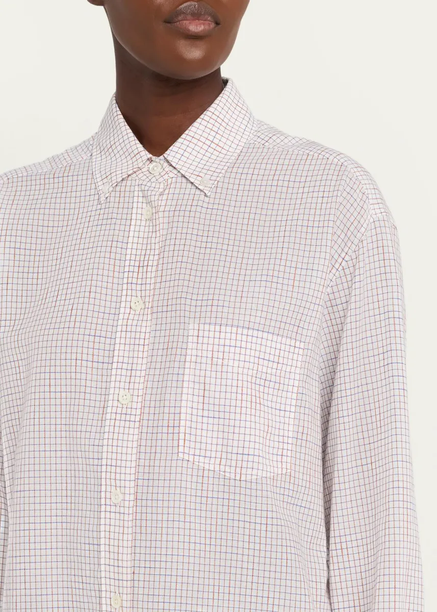The Row Dalan Check Cotton Poplin Button-Down Shirt | Thumbnail 5 The Row Dalan Check Cotton Poplin Button-Down Shirt | Thumbnail 5