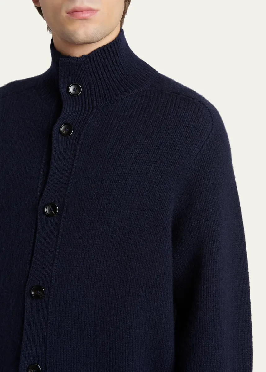 Tom Ford Men's Coarsehair Cashmere Rib-Knit Cardigan | Thumbnail 5